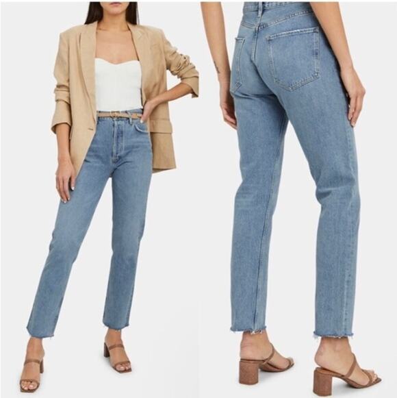 Anthropologie Denim - Anthropologie Agolde Remy High Rise Jean Straight Raw Hem Renewable Wash 24 Boho